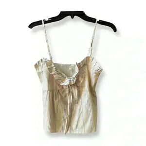 NWT Maje Leyla ruffle-trimmed striped cotton-popin top